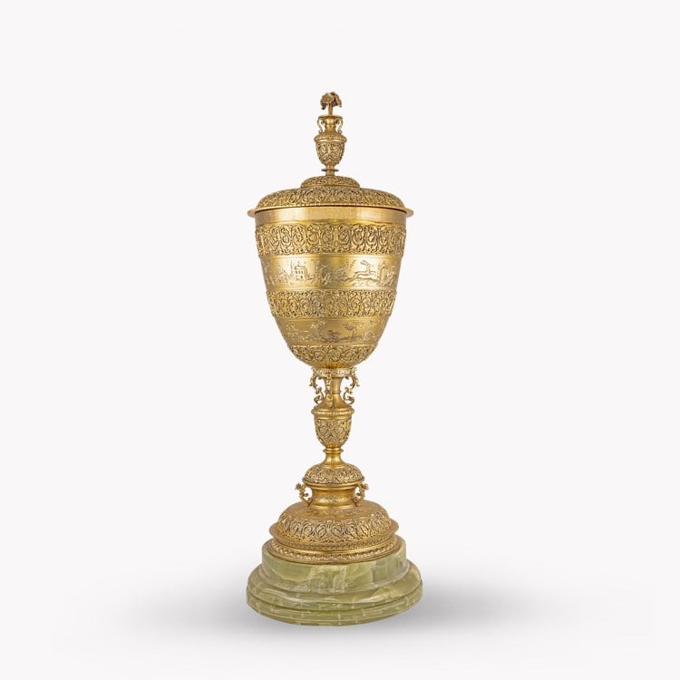 Silver gilt finely decorated cup with lid Barnard & Sons_1
