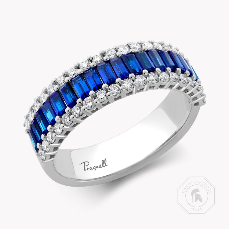 Sapphire and Diamond Eternity Ring Baguette Cut, Brilliant Cut, Claw Set_1