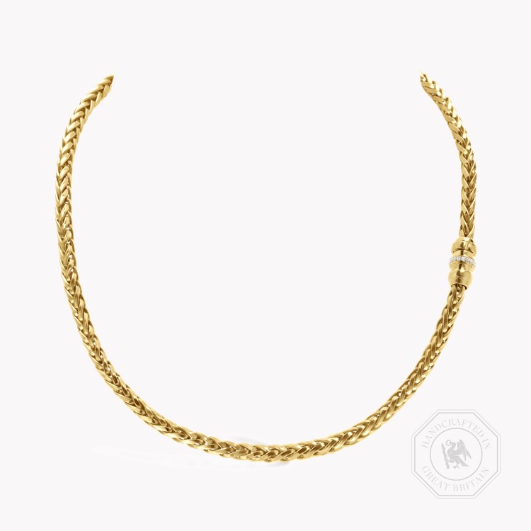 Handmade English Chain 0.28ct Diamond Necklace Brilliant Cut, Grain Set_1