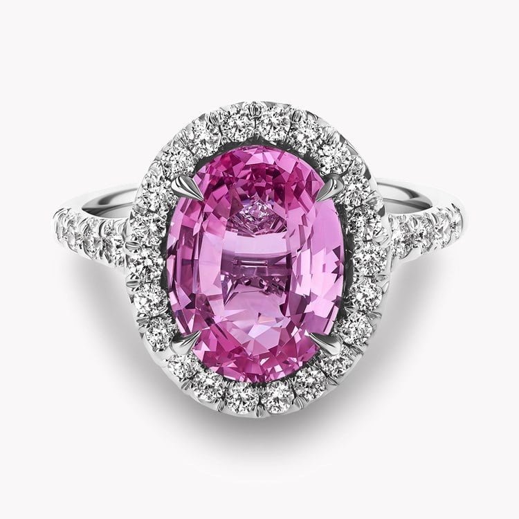 Madagascan Pink Sapphire and Diamond Cluster Ring Oval Cut, Claw Set_2