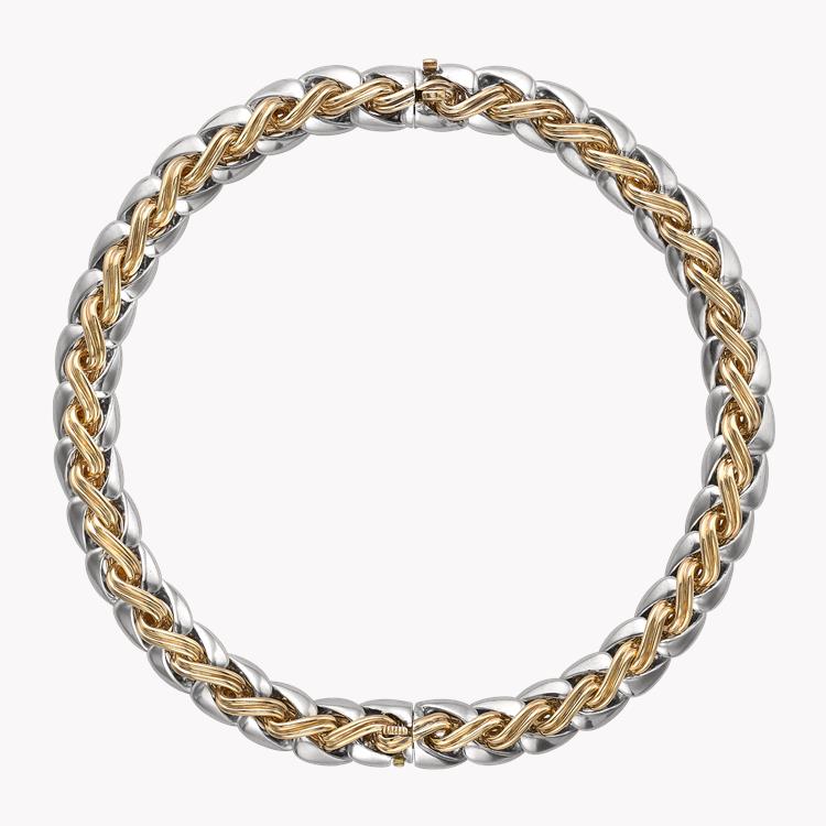 1970s Hermès Link Collar in Yellow Gold & Silver Woven Link Collar Necklace_1