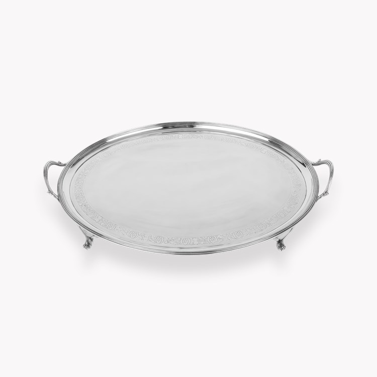 Silver Oval Two Handle Tray Hallmarked London_1