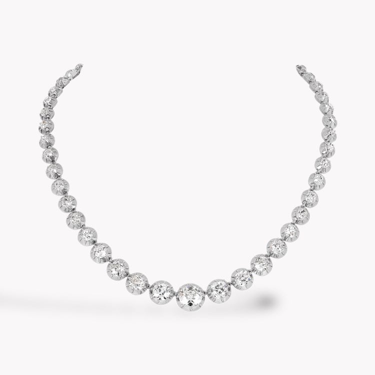 Victorian Two-Row Old Mine Cut 69.00ct Diamond Rivière Necklace Old Mine Cut, Cut-Down Set_2