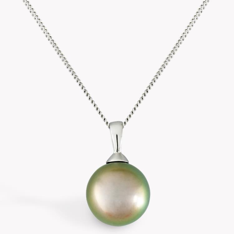 Tahitian Pearl Pendant 10 - 11mm in 18CT White Gold Tear Drop Pearl with Gold Chain_1