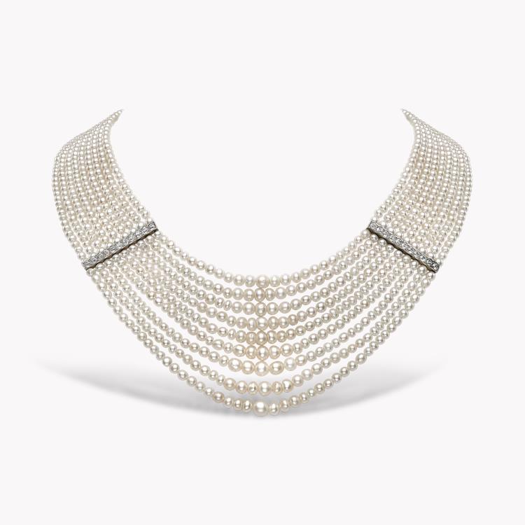 Edwardian Pearl and Diamond Collar 2.64ct in Silver and Yellow Gold