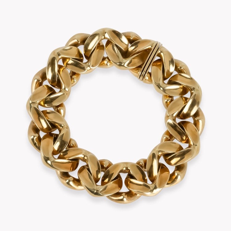 Retro Fancy Curb Link Gold Bracelet _1