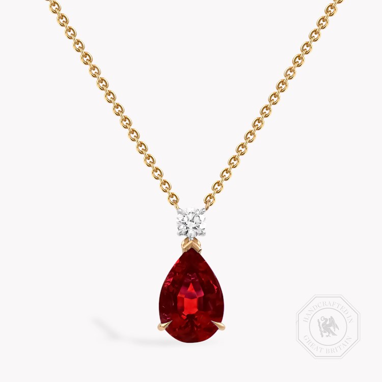Pear Shaped 1.17ct Ruby and Diamond Pendant Pear Shape, Claw Set_1