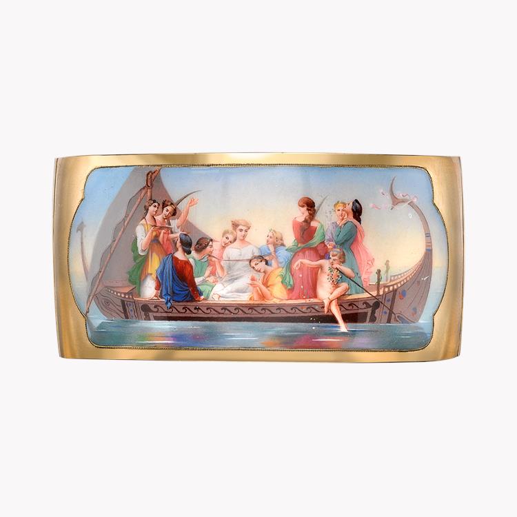 Victorian Roman Revival Enamel Bangle Enamel Cuff Bangle, with Roman Scene_1