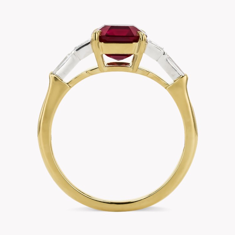 Octagonal Cut 2.72ct Burmese Ruby and Diamond Ring Octagonal & Baguette Cut, Claw Set_3