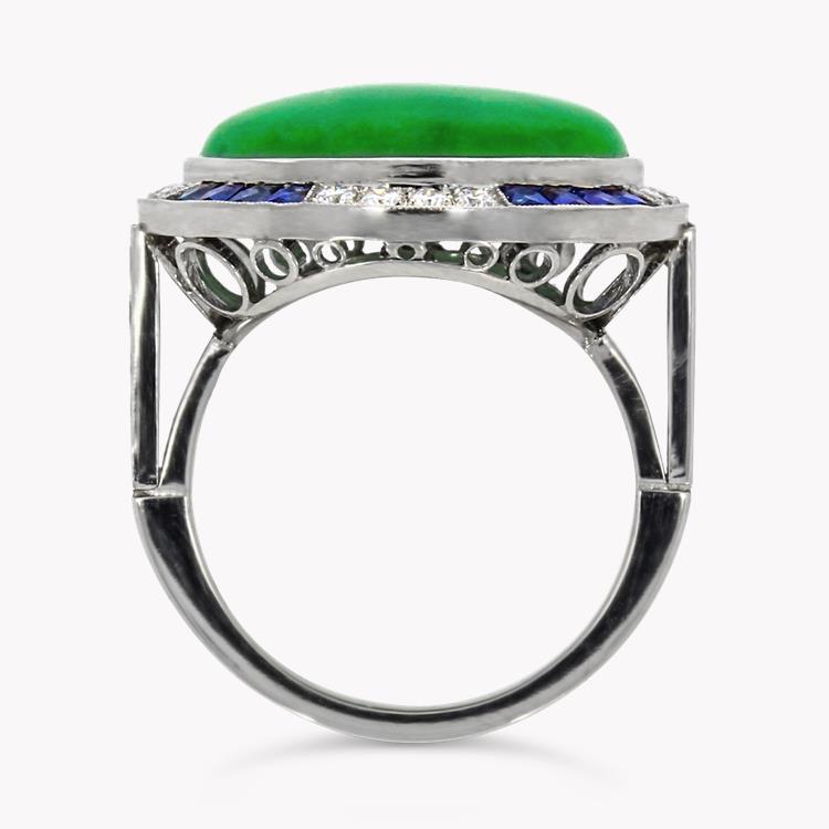 Cabochon Jadeite Ring 0.69CT in Platinum Cluster Ring with Diamond Shoulders_2