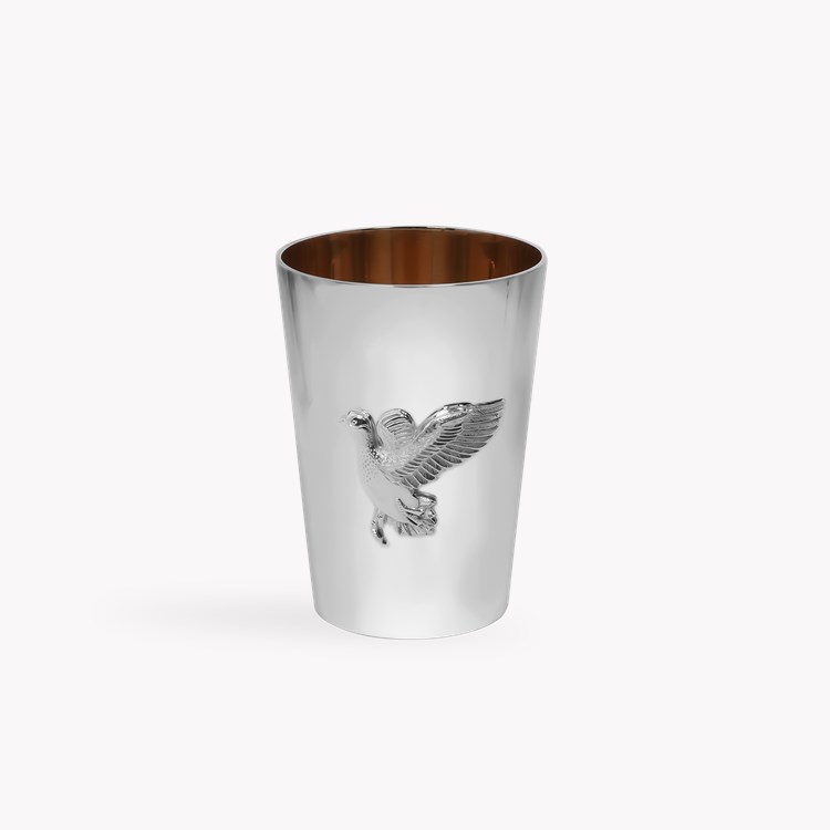 Silver Set of Ten Bird Motif Shooting Cup with Guilded Edge _9