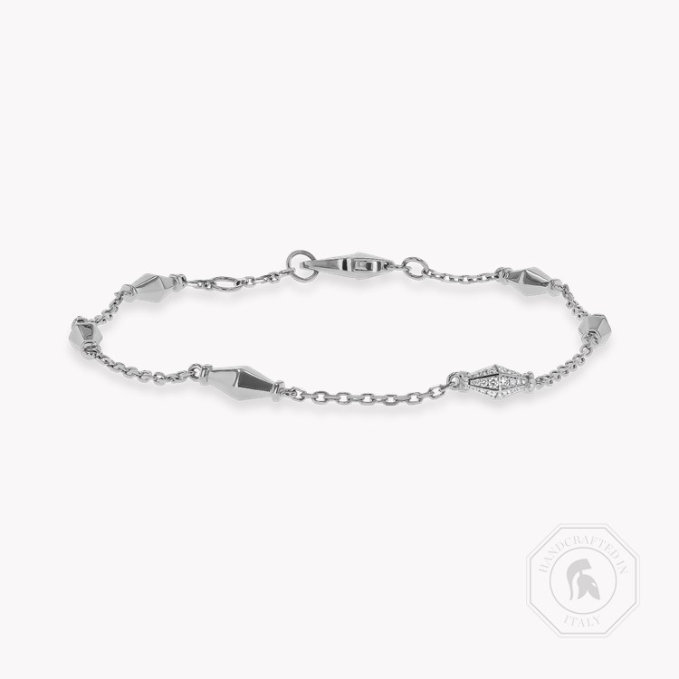 Mini-Cleopatra 0.187ct Diamond Gold Faceted Barrel Link Chain Bracelet Brilliant Cut, Pavé Set_1