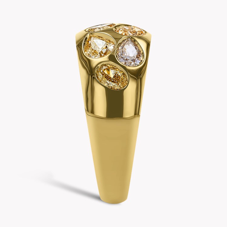 Stellar 1.94ct Fancy Diamond Bombe Ring Oval & Pear Cut, Rubover Set_4