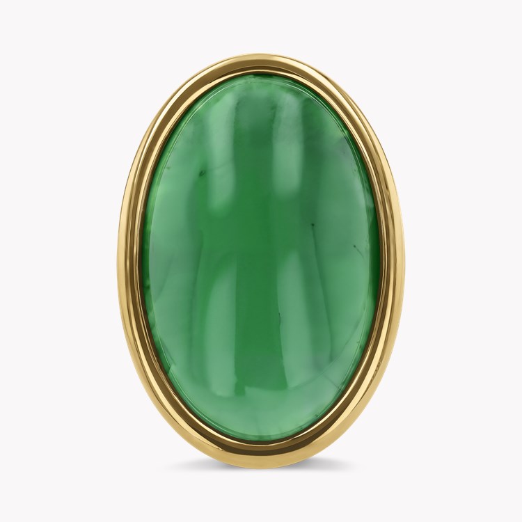 Contemporary Cabochon Cut 19.90ct Jadeite Solitaire Ring Cabochon Cut, Rubover Set_2