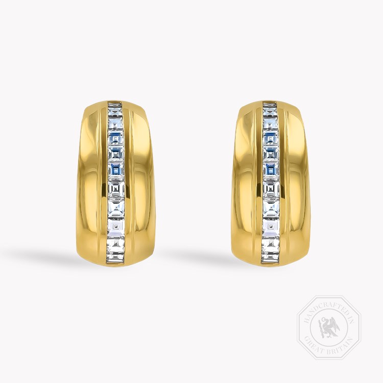 Manhattan 0.49ct Single Row Diamond Huggie Earrings Carre Cut, Channel Set_1