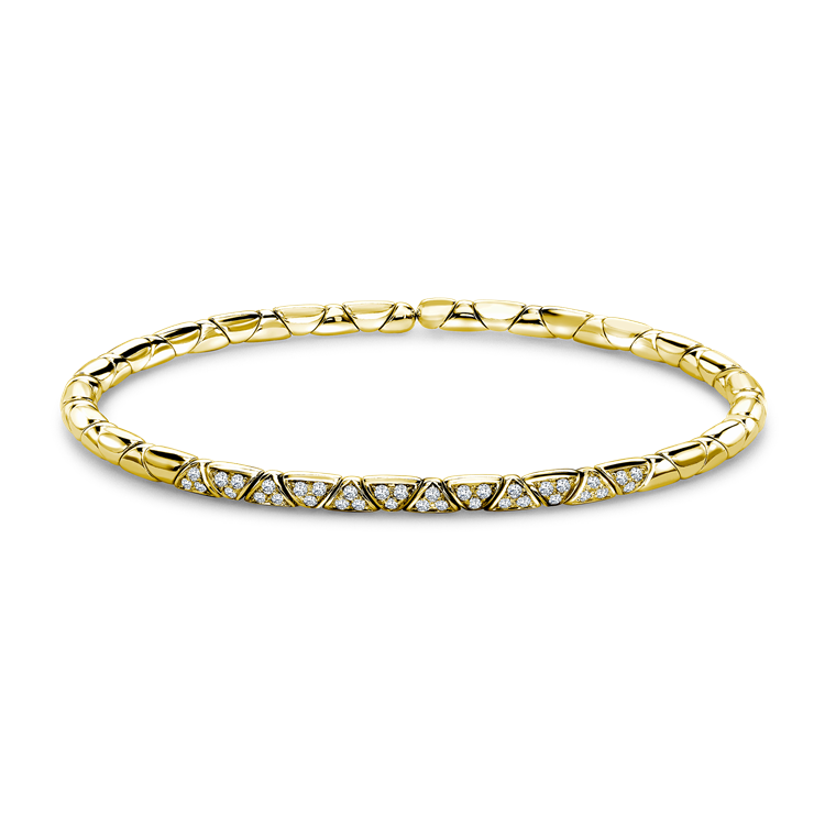 Groove Diamond Textured Bangle 0.36CT in Yellow Gold Brilliant Cut, Pavé Set_1