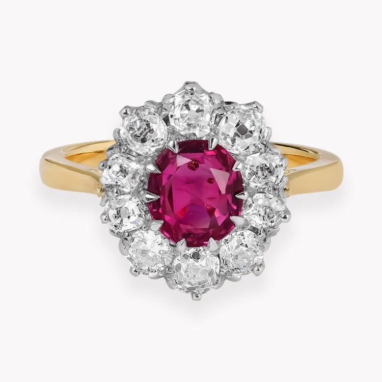 Oval Cut 1.10ct Burma Ruby and Diamond Cluster Ring Oval Cut, Claw Set_2