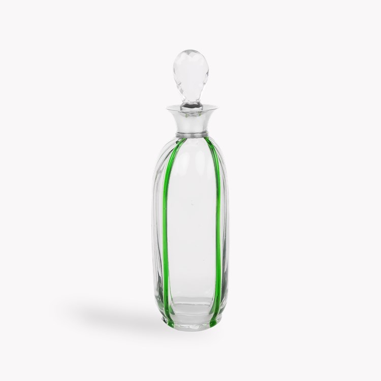 Silver Queen Victoria Mounted Stripped Glass Decanter Hallmarked London_1