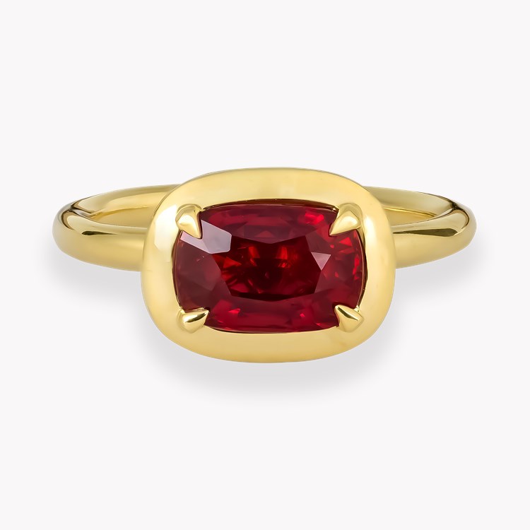 Skimming Stone 2.04ct Mozambique Ruby and Diamond Ring Modern Cushion Cut, Claw Set_2