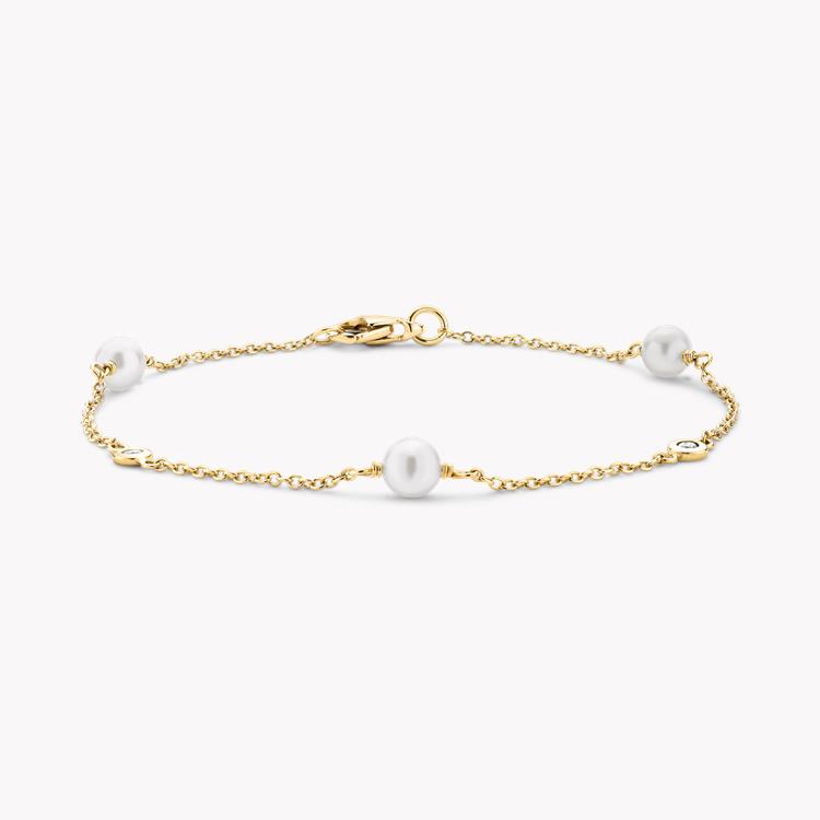 Sundance Pearl and Diamond Bracelet 0.12CT in Yellow Gold Brilliant Cut, Rubover Set_1