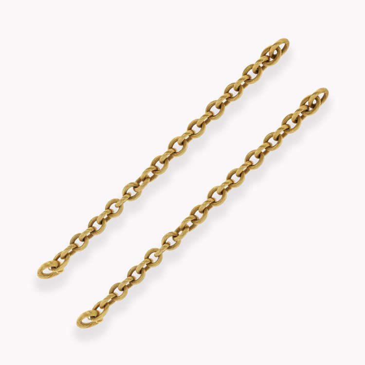 Retro Gold Textured Cable Link Convertible Necklace _4