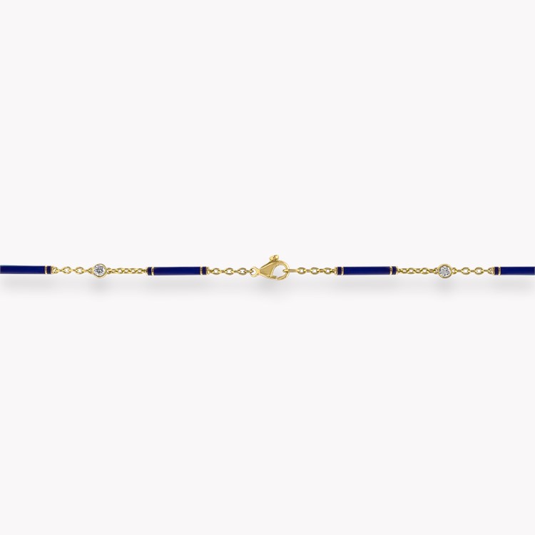 Brilliant Cut 0.96ct Diamond and Navy Blue Enamel Barrel Link Chain Brilliant Cut, Rubover Set_3