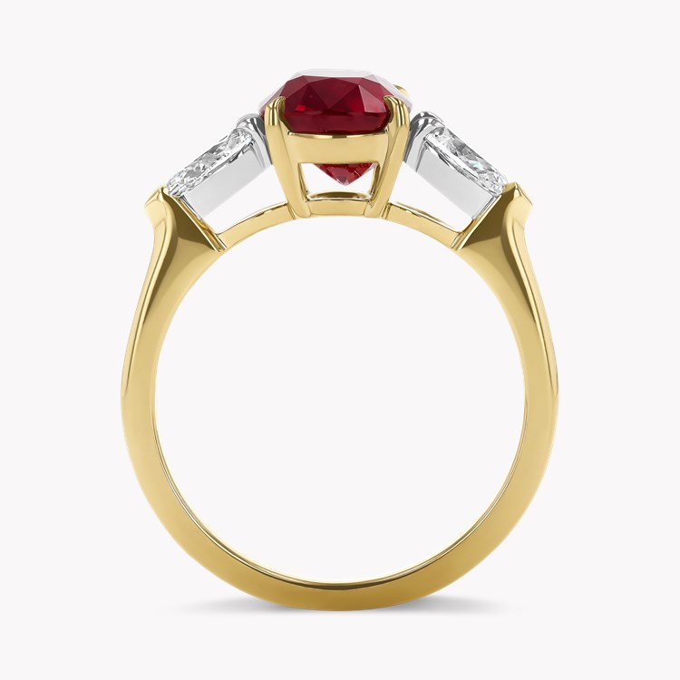 Cushion Cut 1.62ct Burmese Ruby and Diamond Ring Modern Cushion & Pear Cut, Claw Set_3