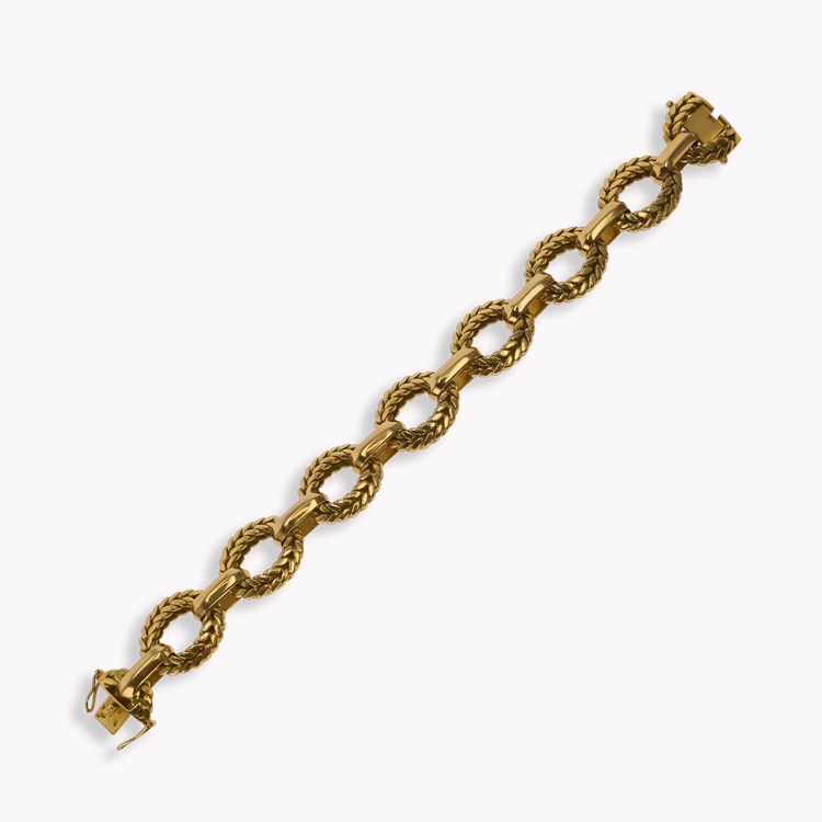 French Retro Woven Oval Link Gold Bracelet _2