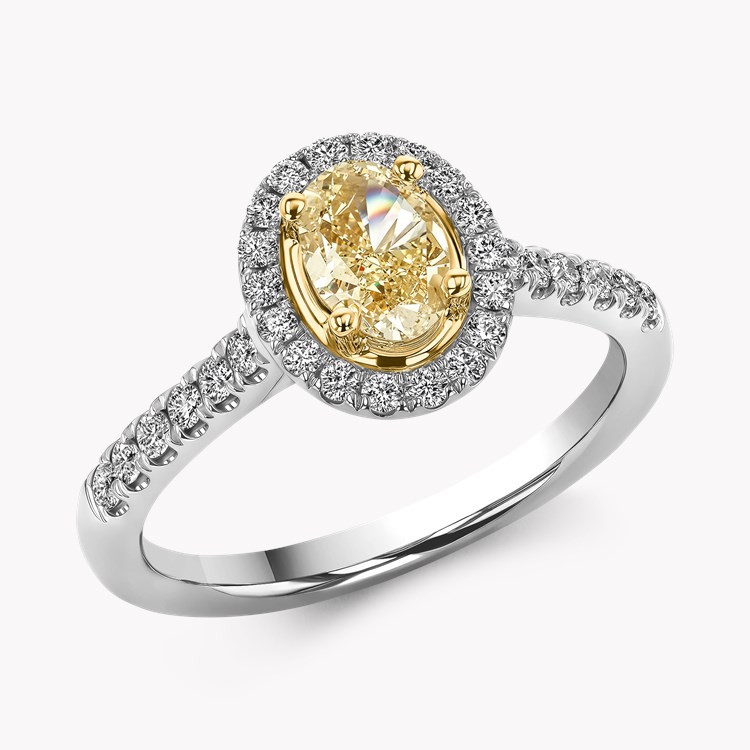 Celestial 0.73ct Fancy Light Yellow Diamond Cluster Ring Oval Cut, Claw Set_1