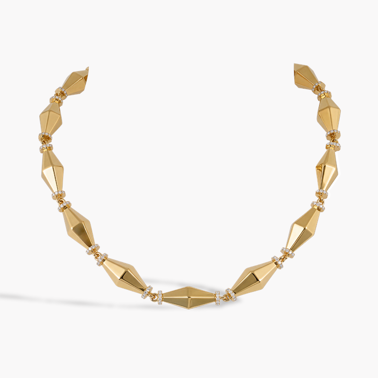Cleopatra 4.74ct Natural Diamond Gold Faceted Barrel Link Bold Necklace Brilliant Cut, Pavé Set_1