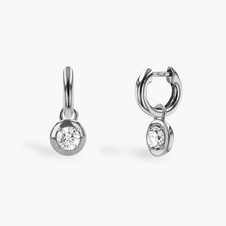 Skimming Stone 1.00ct Botswana Diamond Drop Hoop Earrings Brilliant cut, Claw set_1