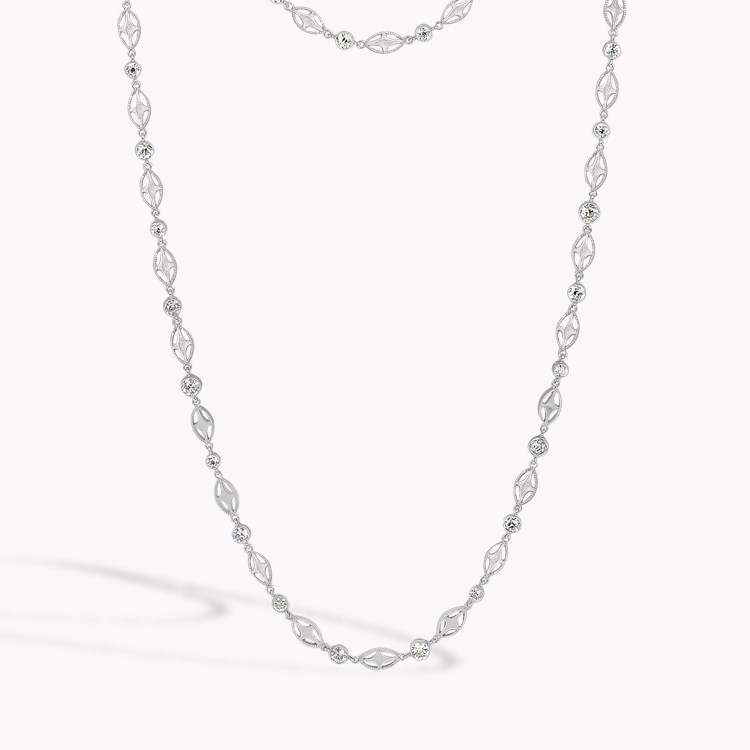 Belle Epoque Chaumet Long Diamond Necklace Brilliant Cut, Millegrain Set_2