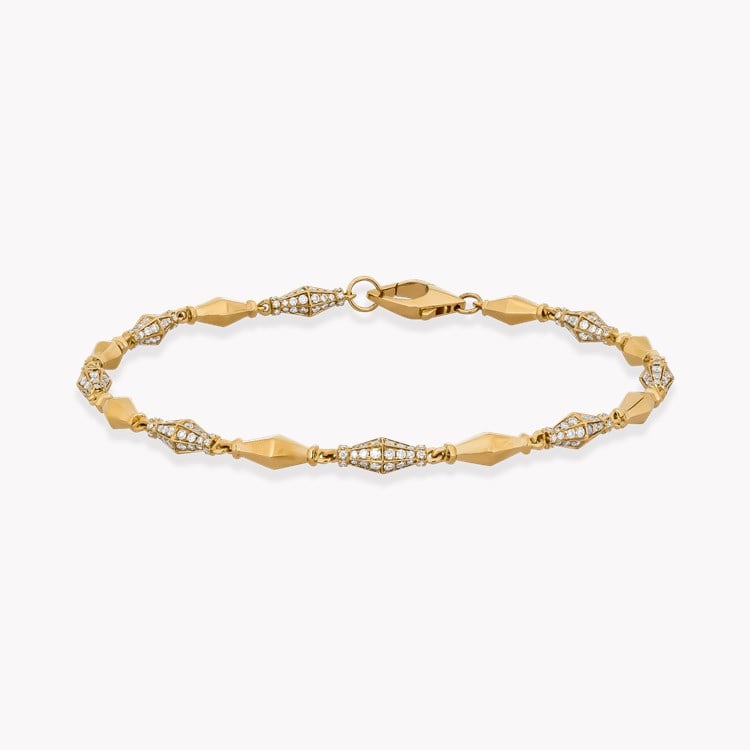 Cleopatra 1.499ct Diamond Gold Faceted Barrel Link Mini Bracelet Brilliant Cut, Pavé Set_1