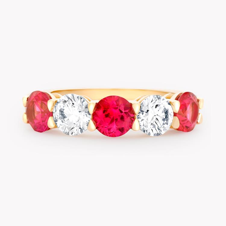 Five Stone Ruby and Diamond Ring   2.5CT in Rose Gold Round Brilliant Cut, Claw Set_2