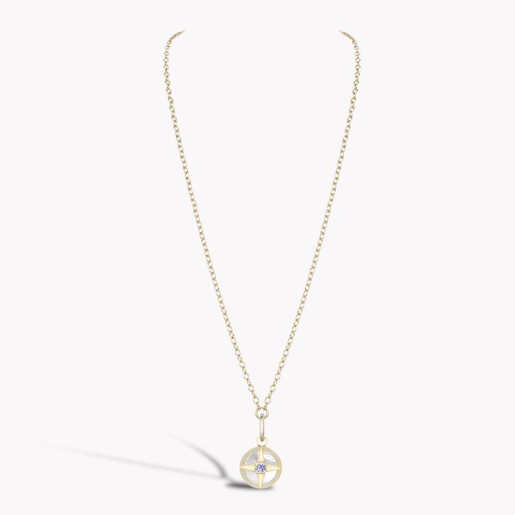 Tanzanite (December), Mother of Pearl and Diamond Pendant Charm Brilliant Cut Rubover & Claw Set_4