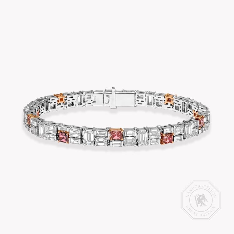 Masterpiece Mosaic 15.76ct Diamond and Pink Diamond Bracelet Emerald, Baguette & Princess Cut, Claw Set_1