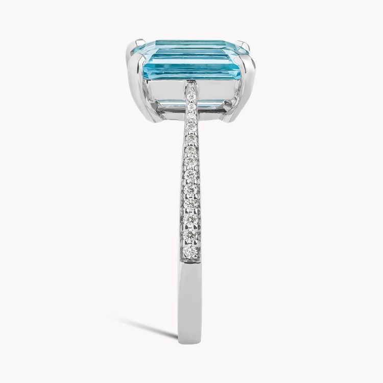 Rectangular Cut 2.285ct Aquamarine and Diamond Ring Rectangular Cut, Claw Set_4