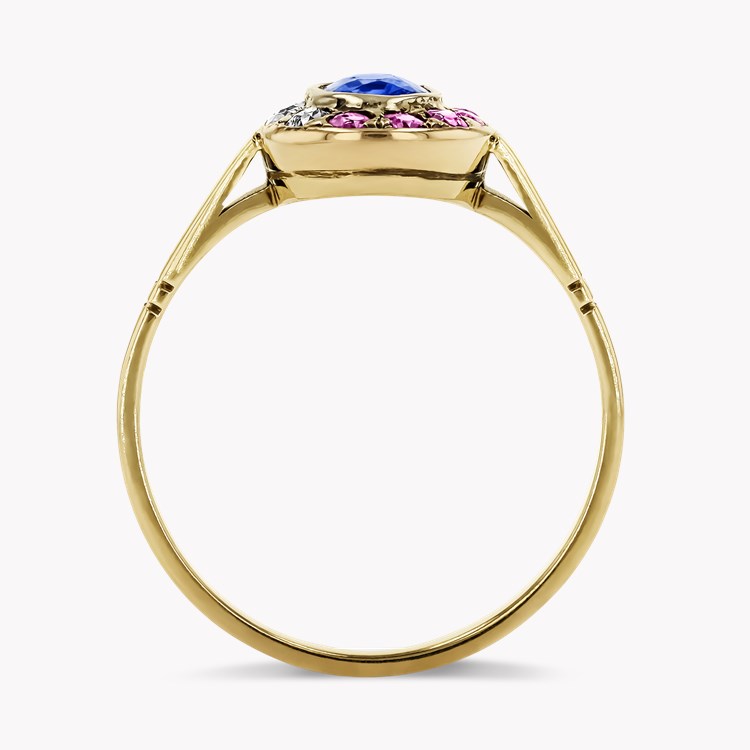 Belle Époque 0.55ct Sapphire, Ruby and Diamond Cluster Ring Oval Cut, Set_3