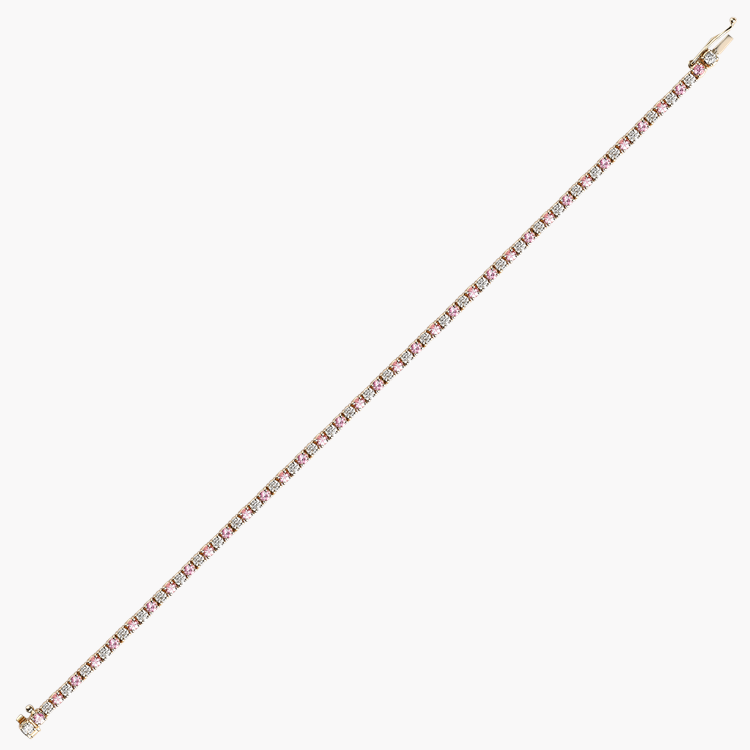 Pink Sapphire & Diamond Line Bracelet  2.00ct in 18ct Rose Gold Brilliant cut, Claw set_2