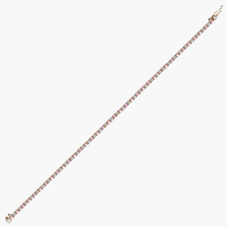 Pink Sapphire & Diamond Line Bracelet Brilliant cut, Claw set_2