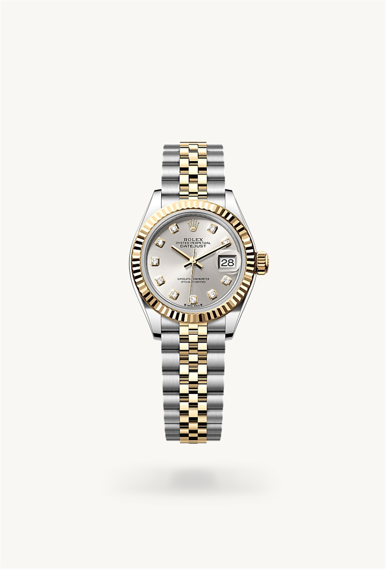 Lady-Datejust, Oyster, 28 mm, Oystersteel and yellow gold