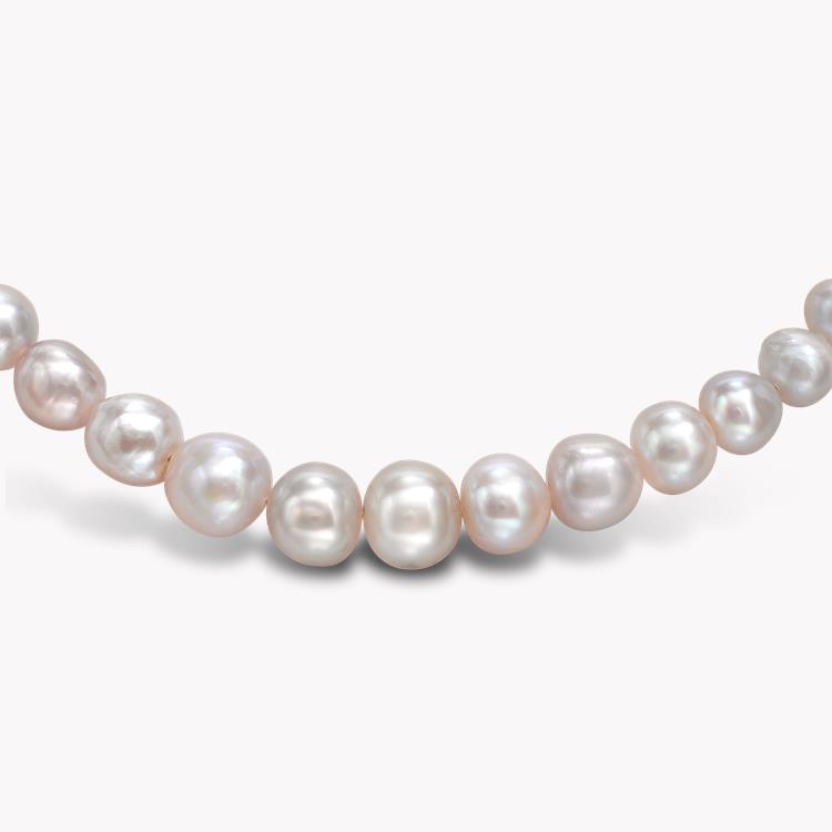 Belle Époque Natural Pearl Necklace 0.78CT in Platium Graduated Pearl Necklet, with Sapphire Clasp_2