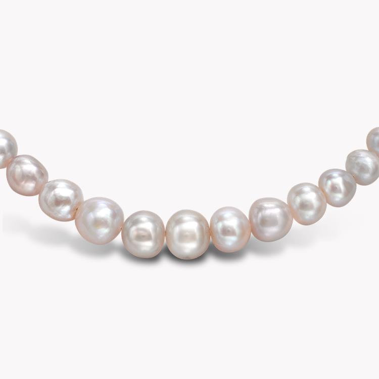 Belle Époque Natural Pearl Necklace Graduated Pearl Necklet, with Sapphire Clasp_2