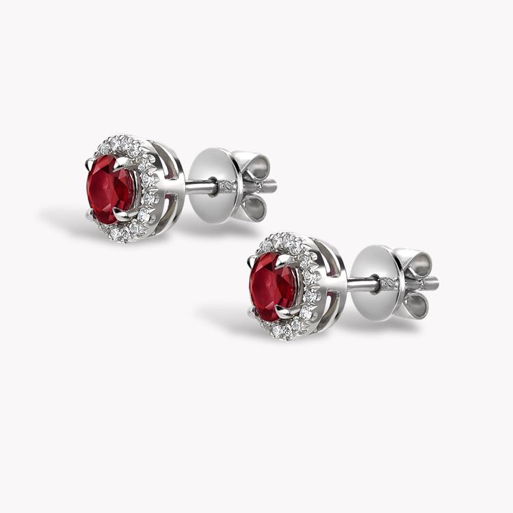 Brilliant Ruby Stud Earrings 0.87CT in 18CT White Gold Cluster Earrings with Diamond Halo_2