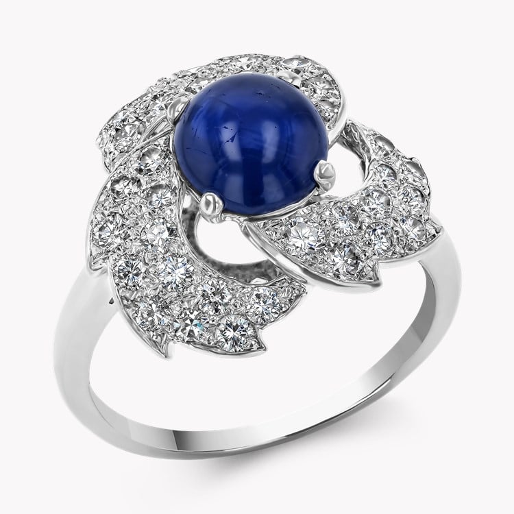 Cartier Cabochon Cut 2.50ct Sapphire and Diamond Cluster Ring Cabochon Cut, Claw Set_1