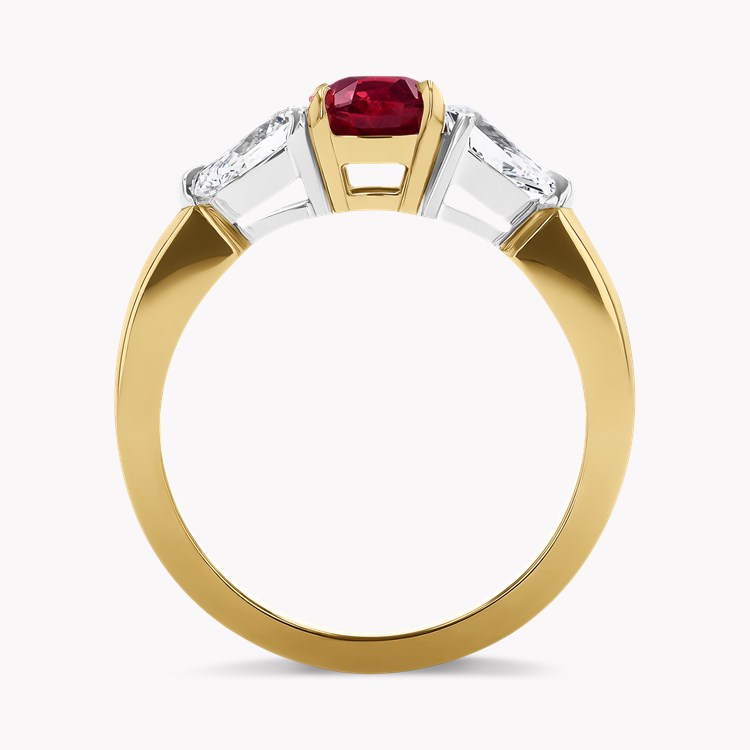 1.03ct Ruby and Diamond Three Stone Ring Cushion & Pear Cut, Claw Set_3