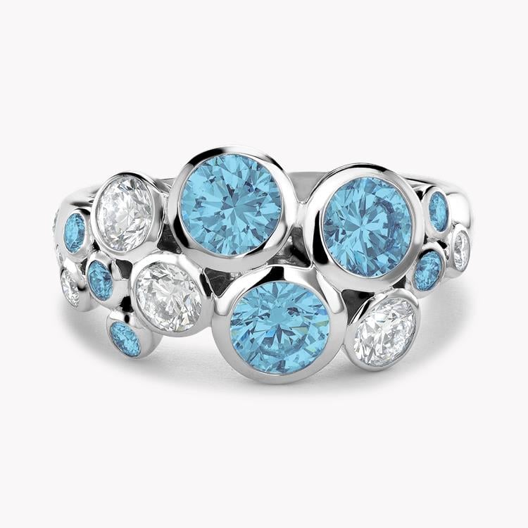 Bubbles Aquamarine and Diamond Cocktail Ring 2.16CT in White Gold Brilliant Cut, Rubover Set_2
