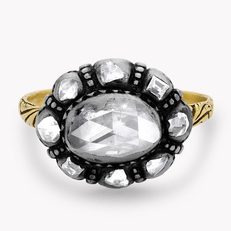 Georgian Oval Rose cut Diamond Cluster Ring Oval Rose Cut, Rubover Set_2