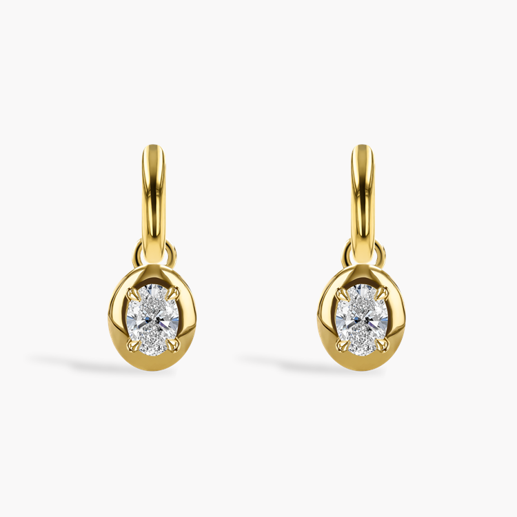 Skimming Stone 1.02ct Oval Diamond Hoop Drop Earrings Oval Cut, Claw Set_2