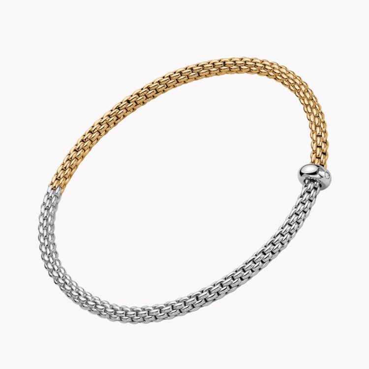 Fope Eka Flex'It Bicolour Diamond Bangle    in 18ct Yellow and White Gold 